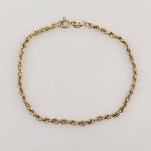 14K Solid Yellow Gold 2.26mm Rope Bracelet 7.25 inches